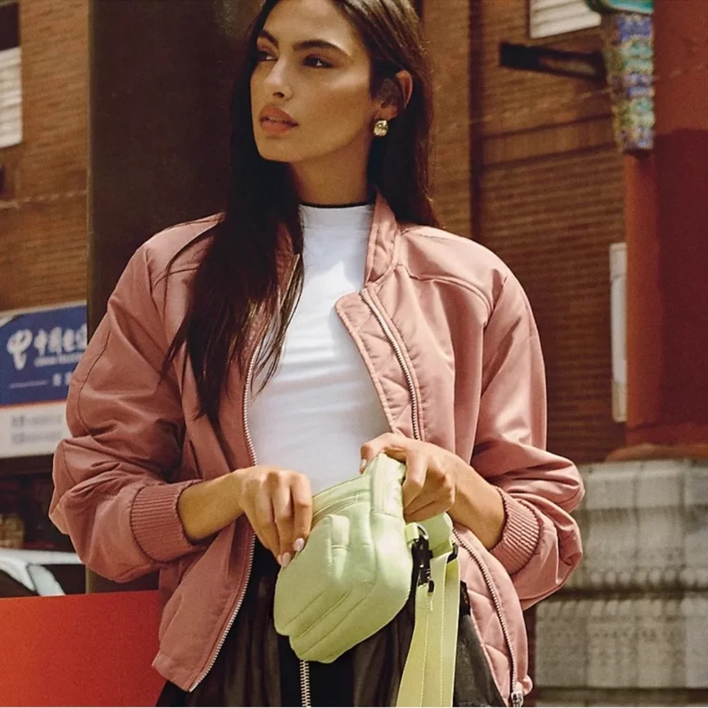 Anthropologie Dusty Pink Bomber Jacket Like New - Picture 2 of 6